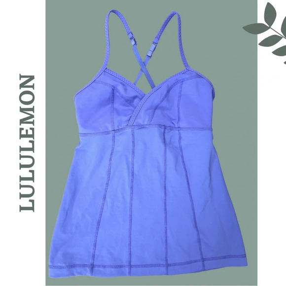 Lululemon Purple Tank Top Built In  Sports Bra Criss Cross Back Strap Size 4 - Picture 1 of 8